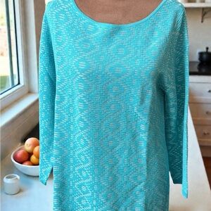 Doncaster Turquoise Silk Blend Patterned Tunic